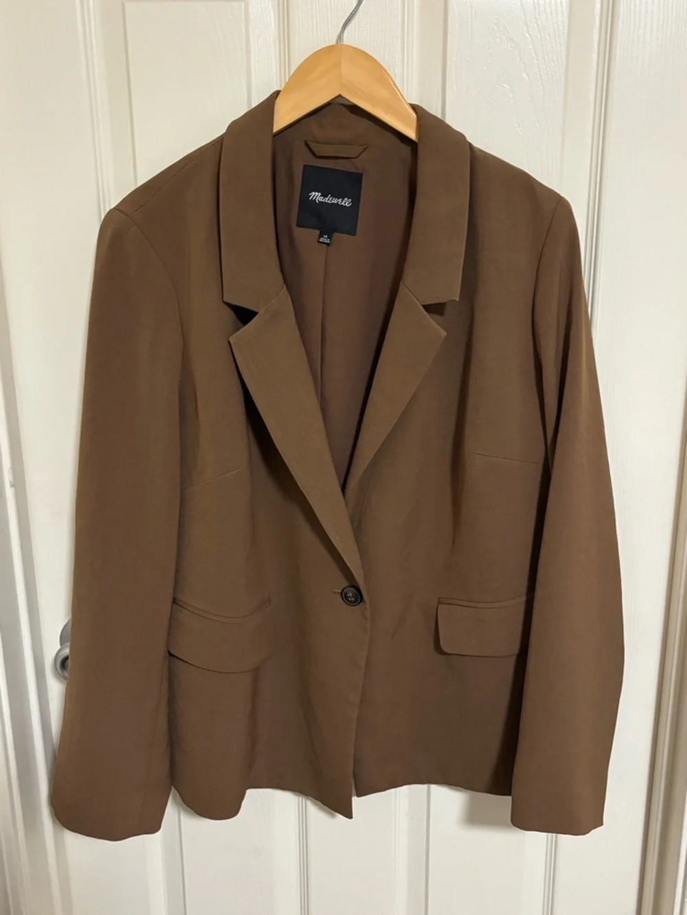 Madewell Brown Single‑Button Blazer – Spring Neutral, Size 1X - Picture 2 of 6